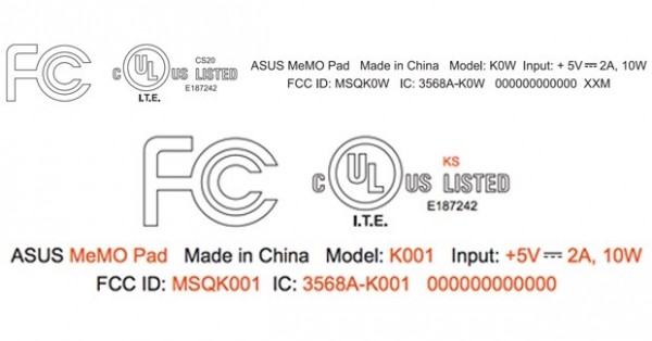 ASUS MeMo Pad: nuovi modelli certificati dalla FCC
